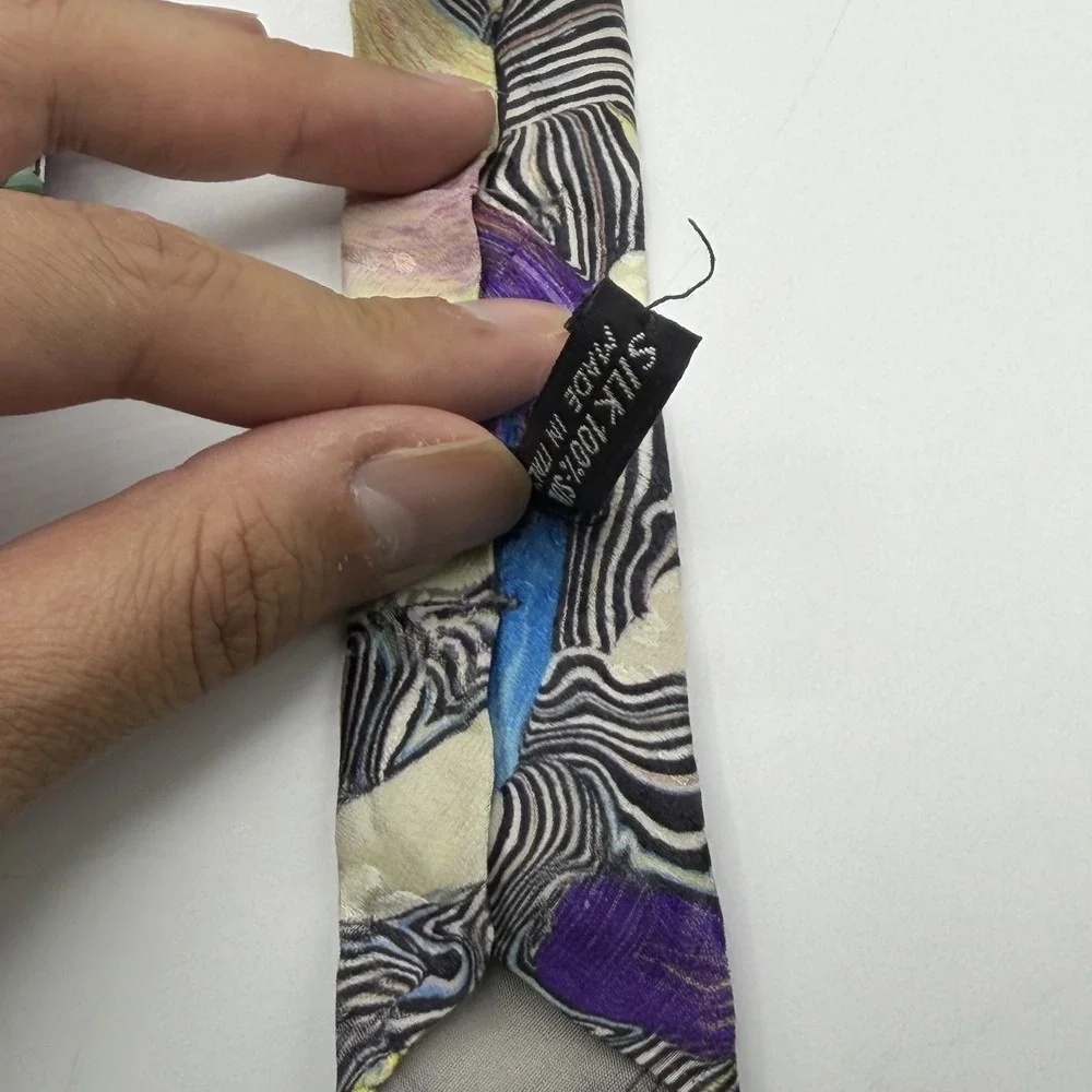 Brioni Men's 100% Silk Tie Multicolor Abstract Swirl Print Necktie Made In Italy